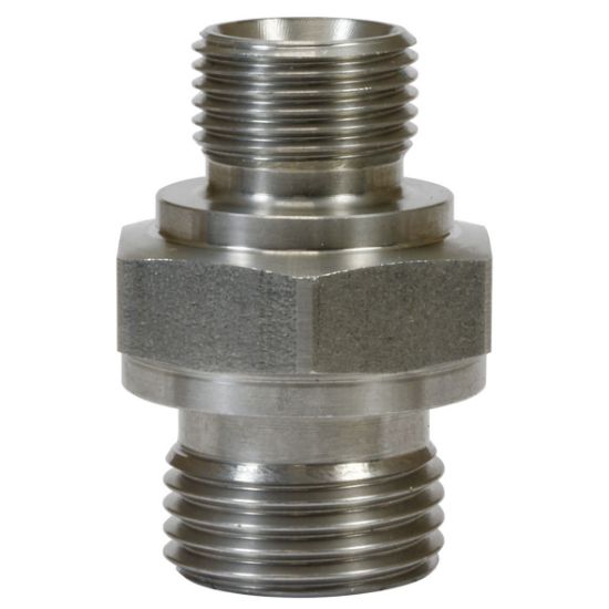 Afbeeldingen van Dubbele nippel 3/8-1/2 BU RVS