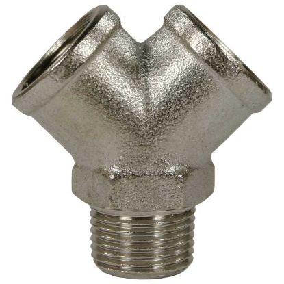 Afbeeldingen van Y-stuk(s) 3/8 BI-BI-BU Messing vernickel