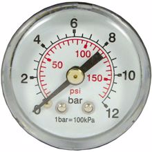 Afbeelding van Manometer 0-12 bar 40 mm 1/8 achter PVC